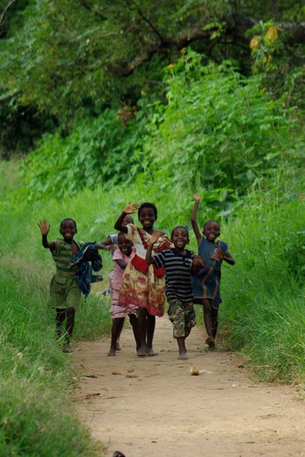 School Children running in Zambia